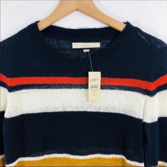 Loft🔥SALE🔥 navy stripe sweater.medium petite NWT - Picture 4 of 6